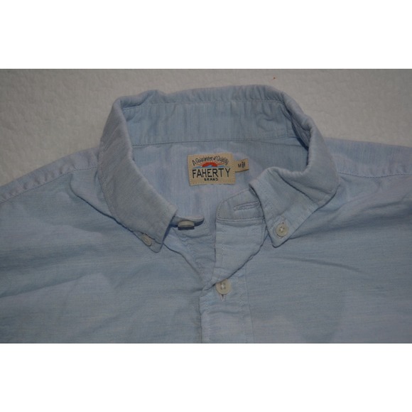 Faherty Other - 48339 Faherty Dress Shirt Size Medium Mens Blue Cotton Lyocell Spandex Blend